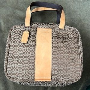 Coach Signature Jacquard Canvas Leather Handle Travel Bag